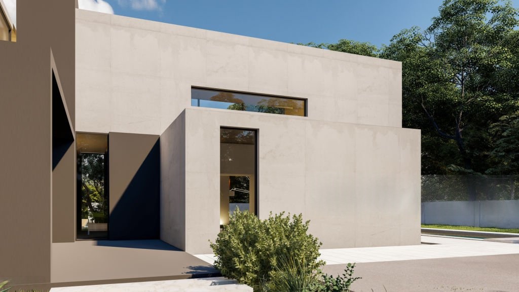 Fachada moderna cor neutra